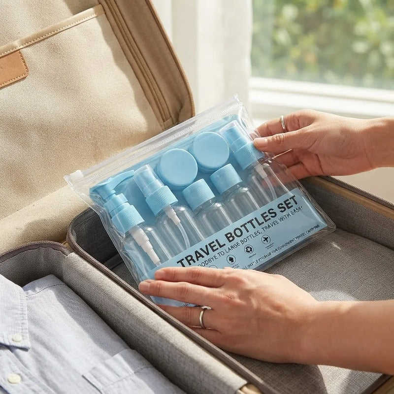 Set De Botellas De Viaje 7 Piezas Para Cosmet Celeste