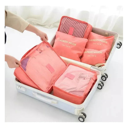 Organizador De Equipaje Laundry Pouch 2023 Tamaño S, M, L Color Salmón - Pack De 6 Unidades
