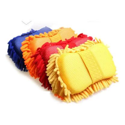 Esponja De Microfibra Con Manopla Para Lavado De Auto Y Moto Multicolor (amarillo, Rojo, Naranja, Azul)