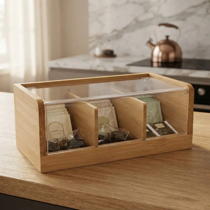 Organizador de Bambú con Tapa de Acrílico
