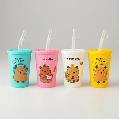 Pack 4 Vasos Infantiles Capibara 250ml Plástico Sorbito Surtido