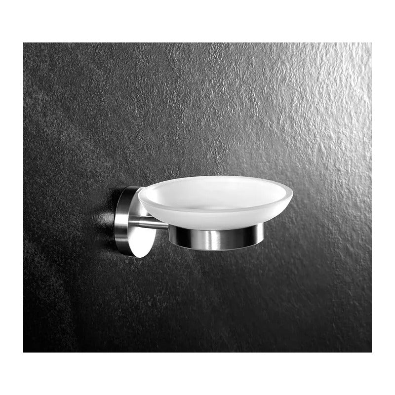 Jabonera De Pared Cromada Con Base De Vidrio Para Baño Plateado