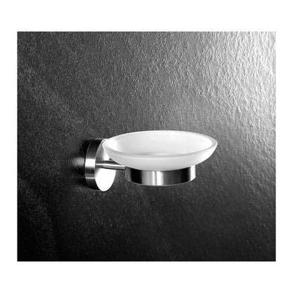 Jabonera De Pared Cromada Con Base De Vidrio Para Baño Plateado