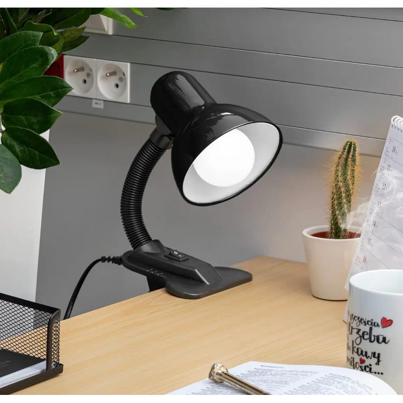 Lámpara Con Pinza Para Escritorio O Veladora/mesa De Noche Negro