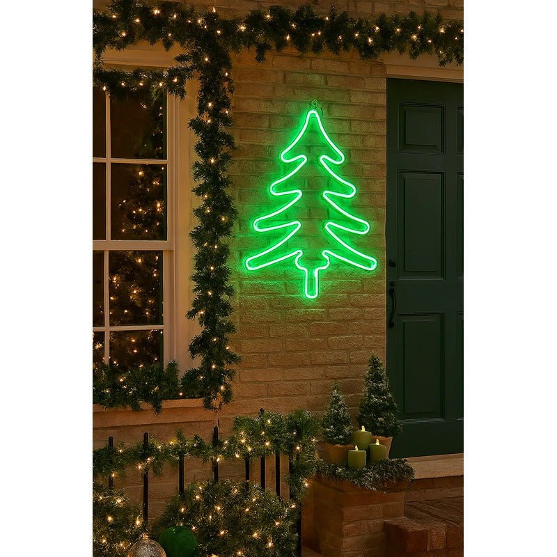 Árbol De Navidad De Neon Luces Led Decoracion Navidad Verde