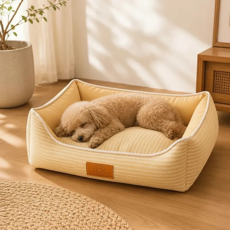 Cama Colchón Para Mascotas Chevron 50x45x18 Cm Amarillo Liso