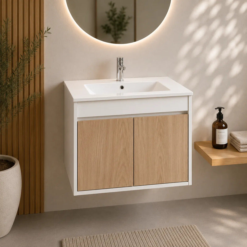 Mueble De Baño Colgante Con Bacha 2 Puertas 60cm