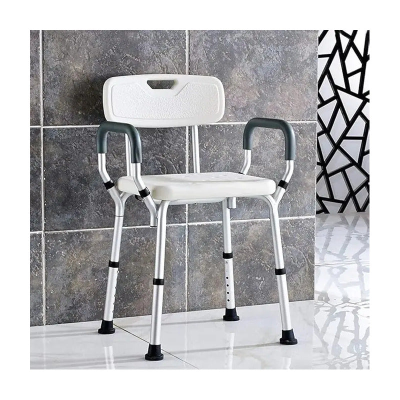 Silla Para Ducha En Aluminio Altura Regulable Con Agarradera