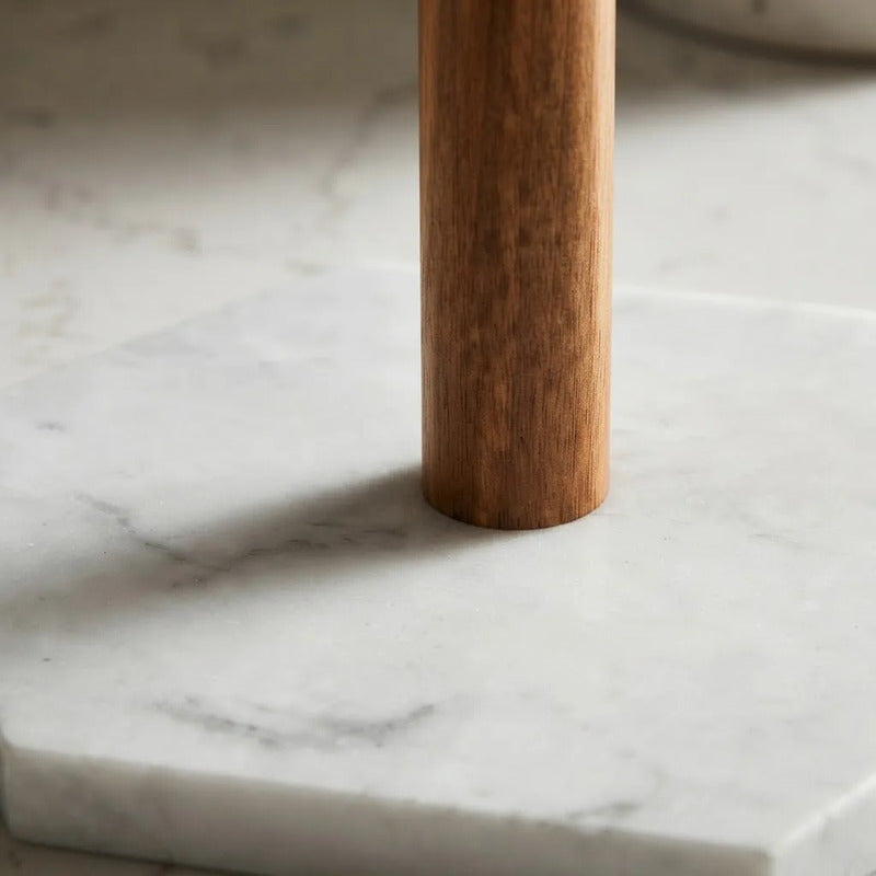 Portarrollo De Mármol Y Madera 17x15cm Blanco