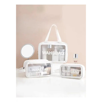 Set 3 Neceser Washbag Portacosmeticos Maquillaje Viaje Blanco Liso
