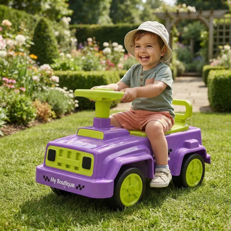 Buggy Auto Infantil Con Volante Y Respaldo Violeta
