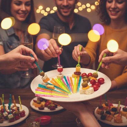 Palillos Plásticos Para Copetín Colores Resutidos X 100u. Surtidos