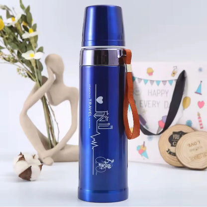 Termo De Acero Inoxidable 500ml Con Tapón Cebador Azul
