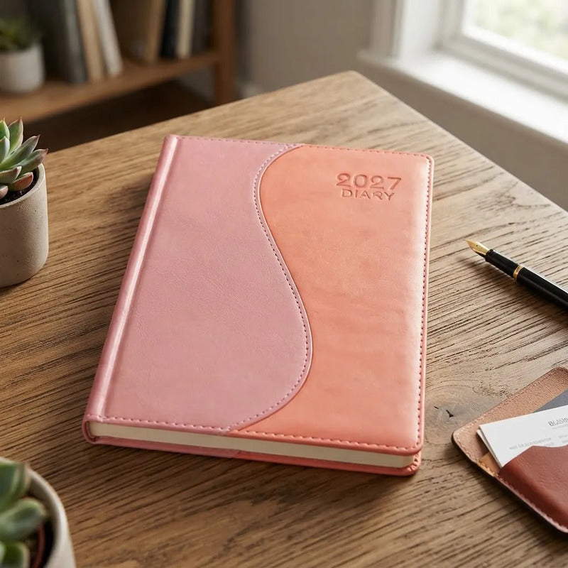Agenda Diaria 2027 Mundo Express Diseño Liso Coral Liso 2027