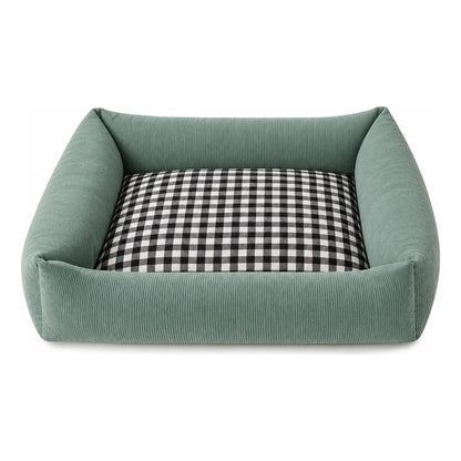 Cama Para Mascotas Gingham Funda Extraible Y Lavable Azul Petróleo Gingham Chico