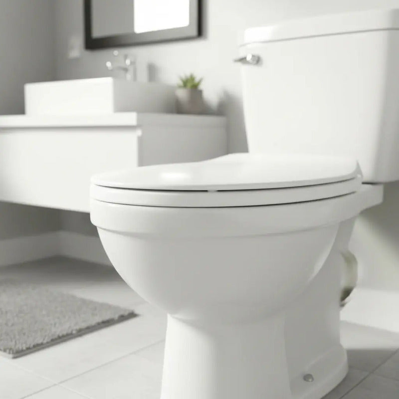 Asiento Inodoro Universal Oval Facil Colocación Cierre Lento Blanco