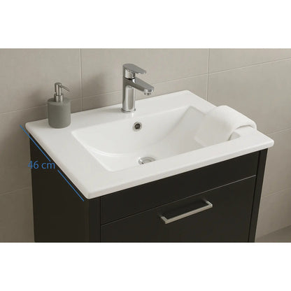 Bacha Lavatorio De Baño Rectangular De Empotrar 60x46cm Blanco Brillante