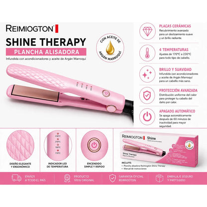 Plancha Alisadora Reimiogton Shine Therapy Re-2518 Rosa