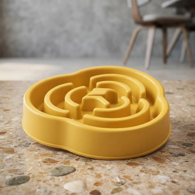 Comedero Didáctico Para Mascotas Con Relieve Amarillo
