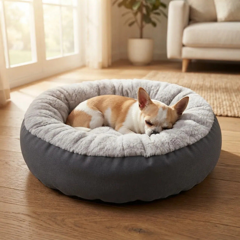 Cama Cucha Catre Para Perro Y Gato Suave 45cm Gris
