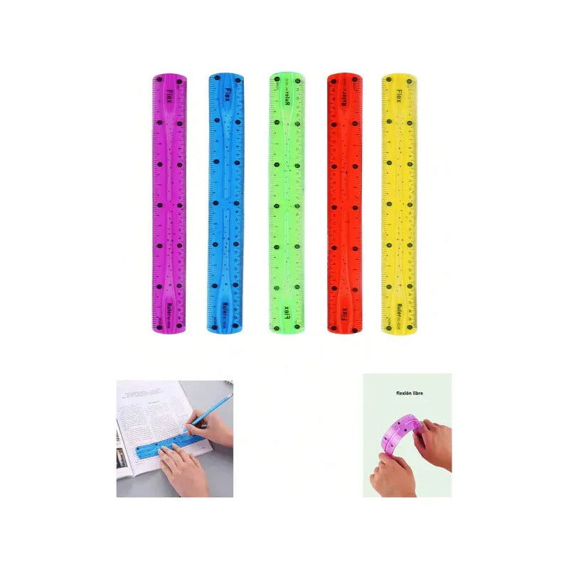 Regla Flexible Irrompible 30cm Flexy Curvy Mix Color