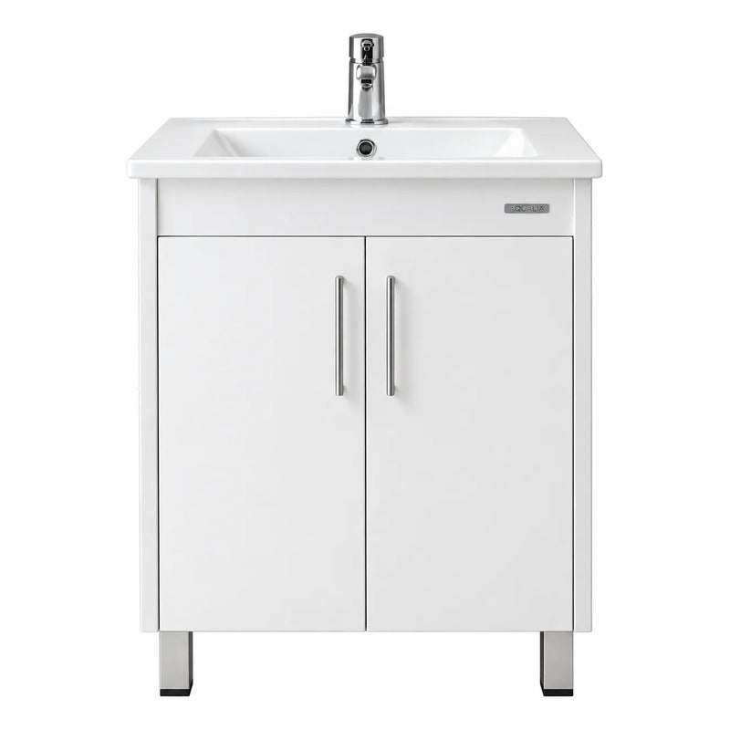 Mueble De Baño + Bacha Pileta Lavatorio De Cerámica Blanco Un Agujero