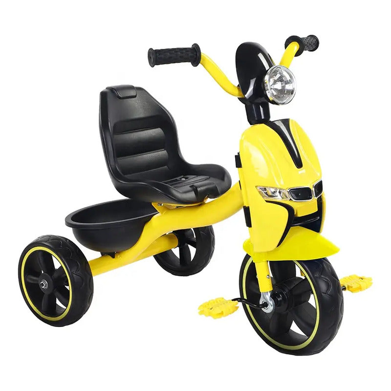 Triciclo Infantil Vespa Luz Y Sonido Diseño Clásico Y Seguro Amarillo
