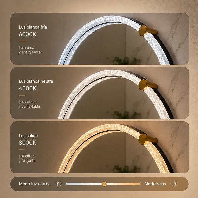 Espejo Luz Led Luxa Marco Acrilico 60cm Acrílico