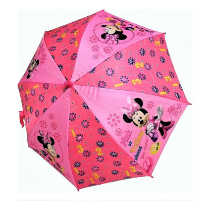 Paraguas Infantil De Minnie Rosa Mango Curvo Rosa