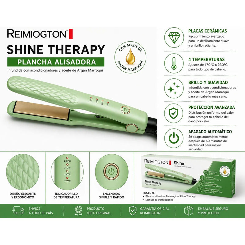 Plancha Alisadora Reimiogton Shine Therapy Re-2518 Verde