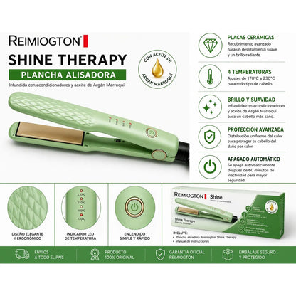 Plancha Alisadora Reimiogton Shine Therapy Re-2518 Verde
