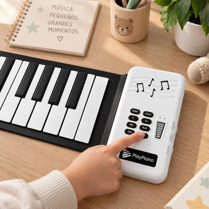Juguete Piano Teclado Enrollable Portatil Blanco Blanco