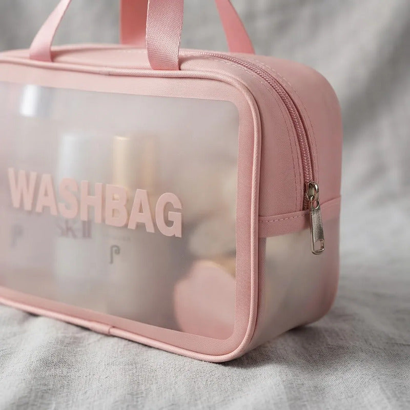 Set 3 Neceser Washbag Portacosmeticos Maquillaje Viaje Rosa Liso