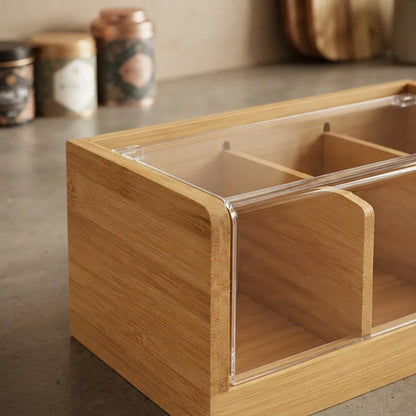 Organizador de Bambú con Tapa de Acrílico
