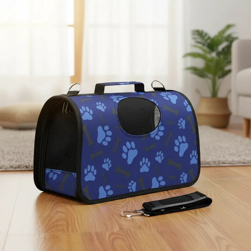 Bolso Transportador Para Mascotas 35 X 23 X 15cm Azul