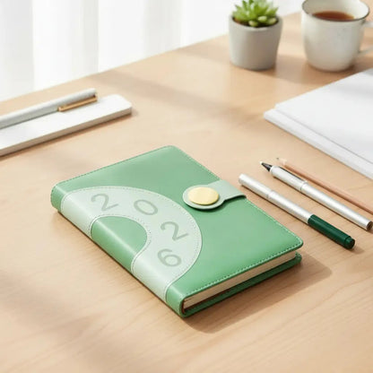 Agenda 2026 Retro Chic Diseño Vintage Cierre Magnetico Verde Retro Verde 2026