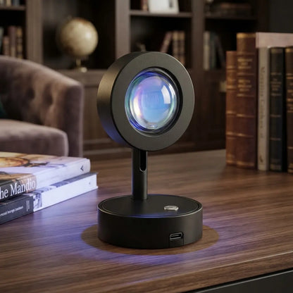 Lámpara De Mesa Sunset Led Proyector Atardecer Mini Negro