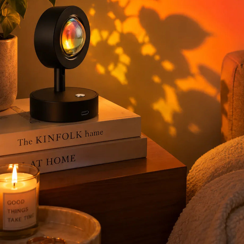 Lámpara De Mesa Sunset Led Proyector Atardecer Mini Negro