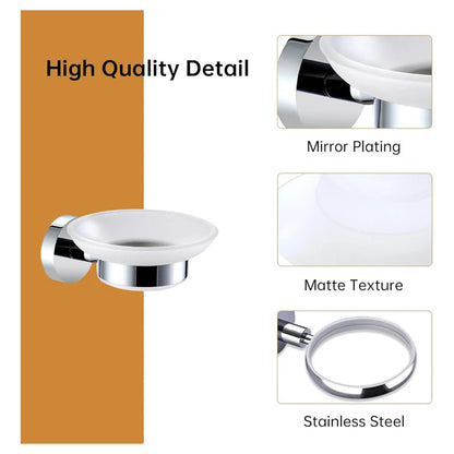 Jabonera De Pared Cromada Con Base De Vidrio Para Baño Plateado