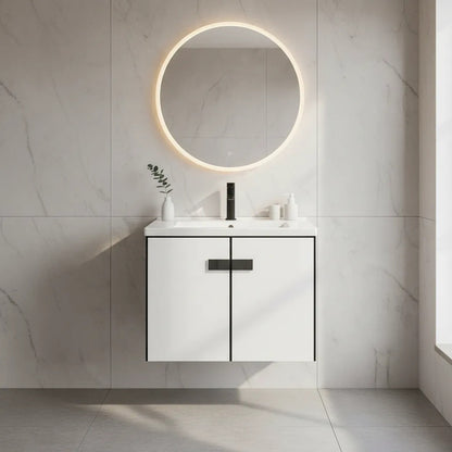 Mueble De Baño Moderno Y Compacto Con Bacha De Loza 60cm Blanco Un Agujero