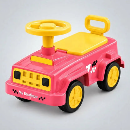 Buggy Auto Infantil Con Volante Y Respaldo Rosa