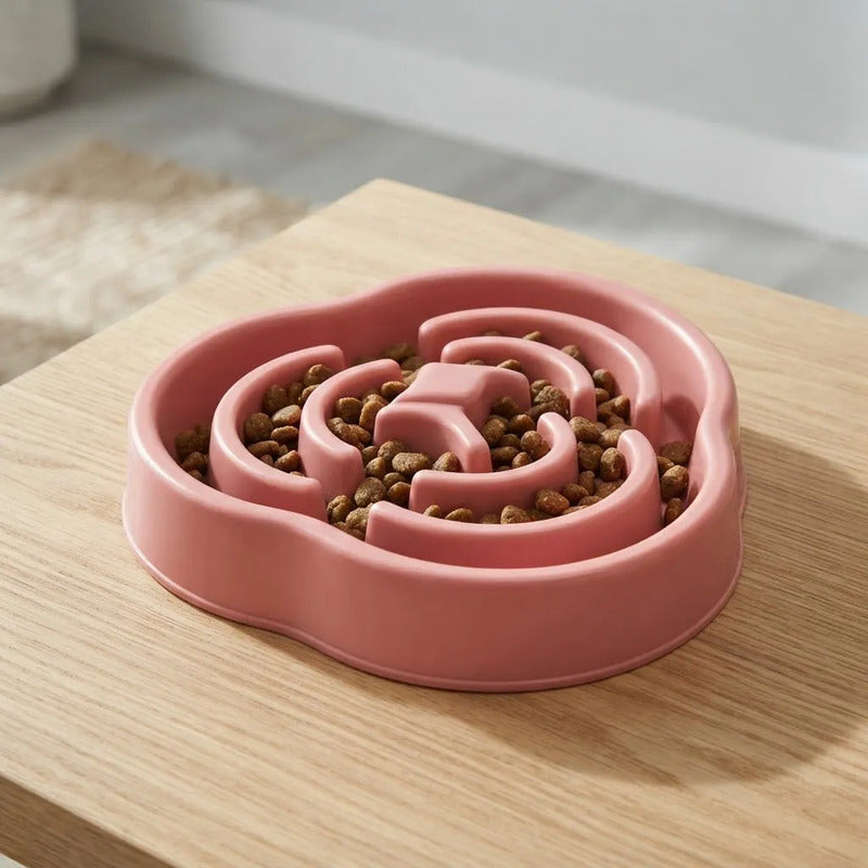 Comedero Didáctico Para Mascotas Con Relieve Rosa