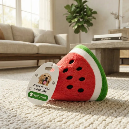 Juguete Para Perro Sandía De Peluche Con Chifle 10x10x4 Cm Rojo