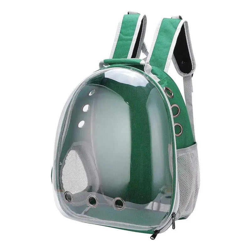 Mochila Transportadora De Mascotas Traspirable Cuo Color Verde