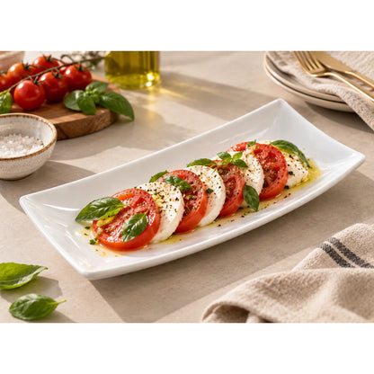 Platos Rectangulares 21x10cm Set De 6 Blanco Lisa