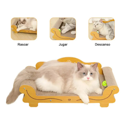 Sillón Rascador Carton Para Gatos Diván Marrón