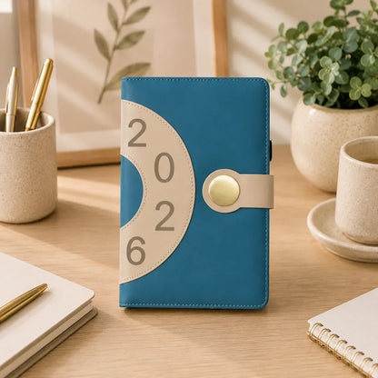 Agenda 2026 Retro Chic Diseño Vintage Cierre Magnetico Azul Petróleo Retro Petróleo 2026