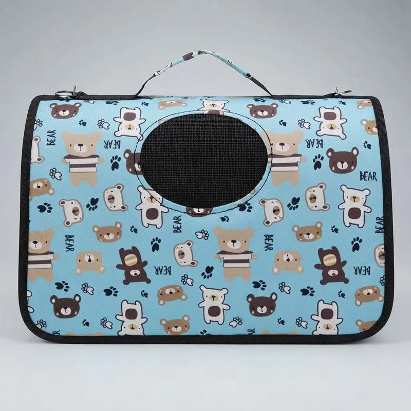 Bolso Transportador Para Mascotas 35 X 23 X 15cm Celeste