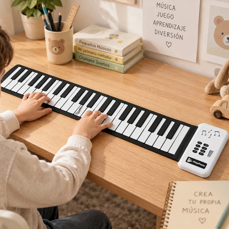 Juguete Piano Teclado Enrollable Portatil Blanco Blanco