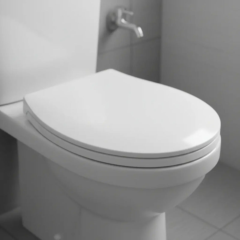 Asiento Inodoro Universal Oval Facil Colocación Cierre Lento Blanco